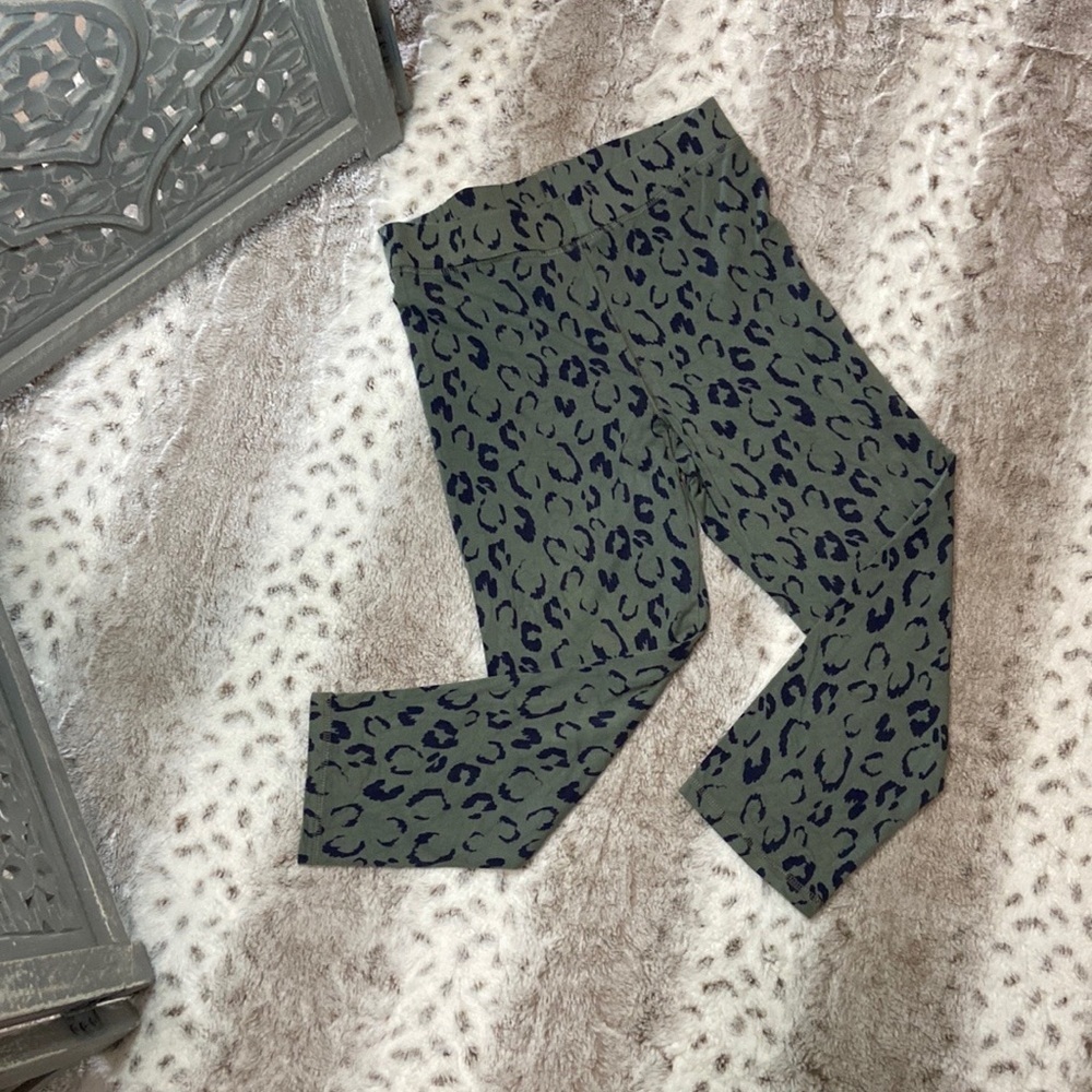 Boden green navy leopard print leggings size 8 dark feminine whimsigoth boho
